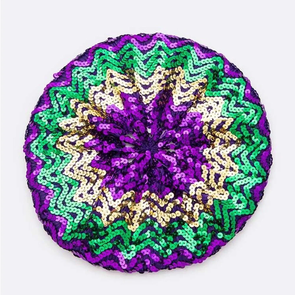 Bling Sequin Mardi Gras Beanie Hat